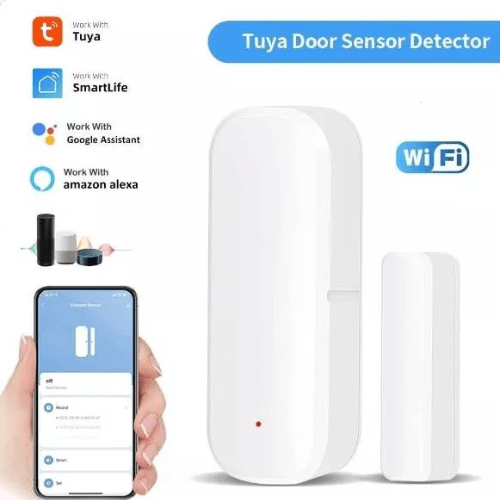 Sensor Magnético WiFi Tuya Smart para Puertas y Ventanas Sensor magnético WiFi para puerta, ventana y más, compatible con Smart Life y Alexa.